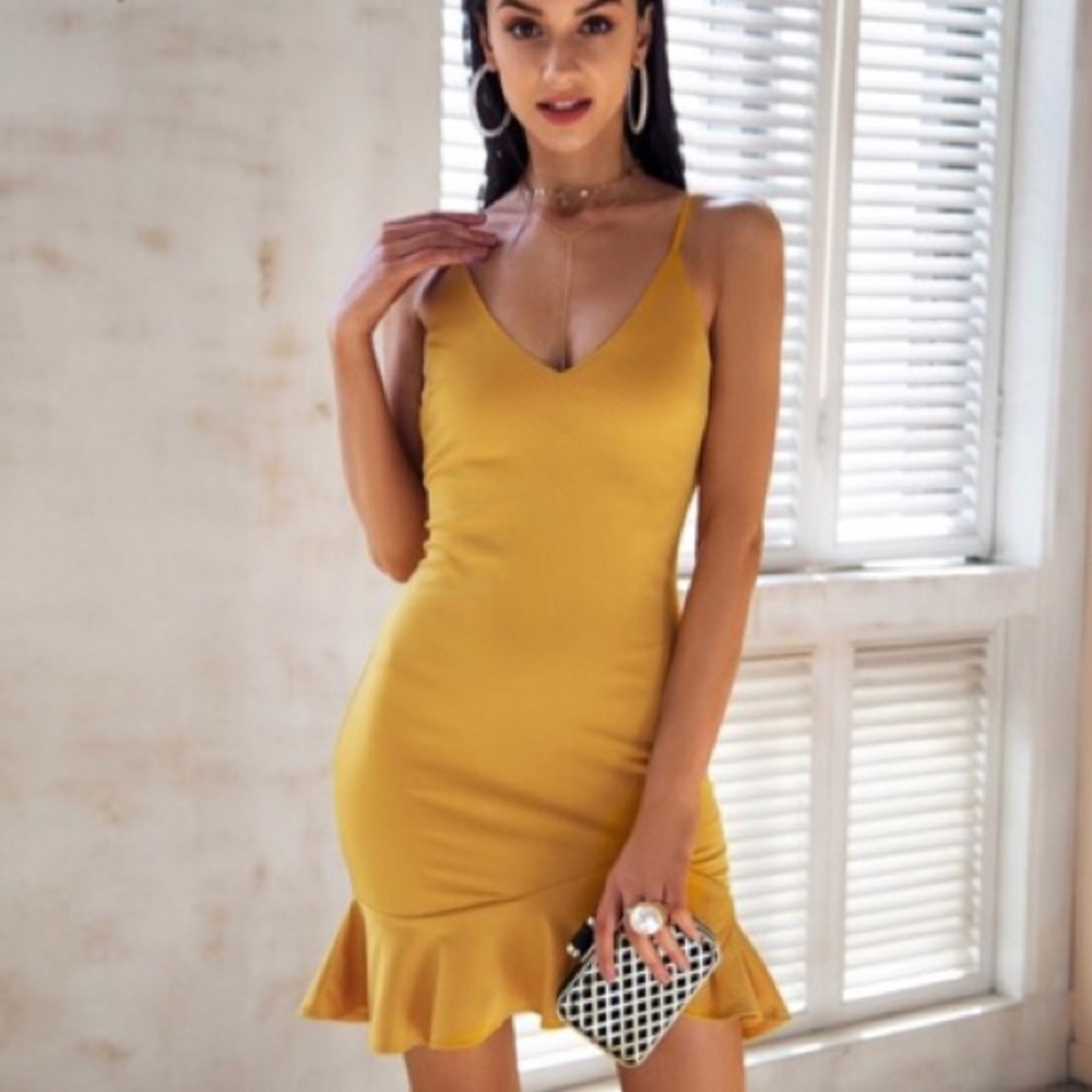 ‘Beckett’ Mustard Yellow Bodycon Dress